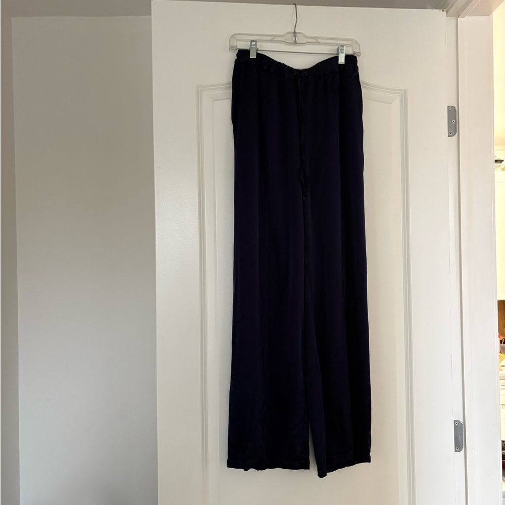 Navy Wide Leg Drawstring Pants